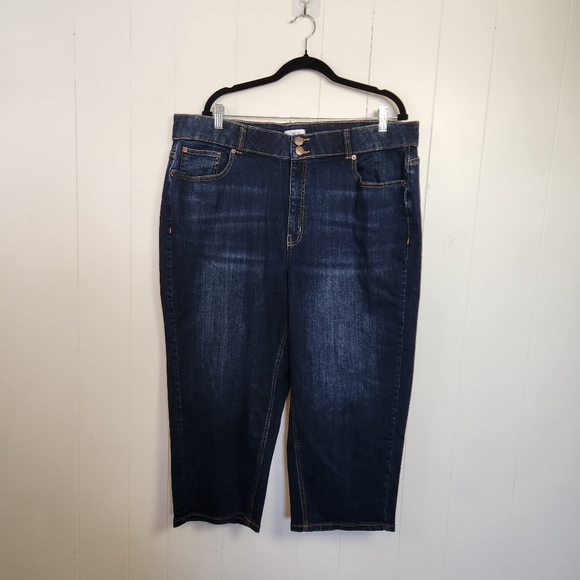 Penningtons Curvy Fit Denim Capri Dark Wash Jeans d/C Plus Size 22 New Summer - Picture 3 of 10